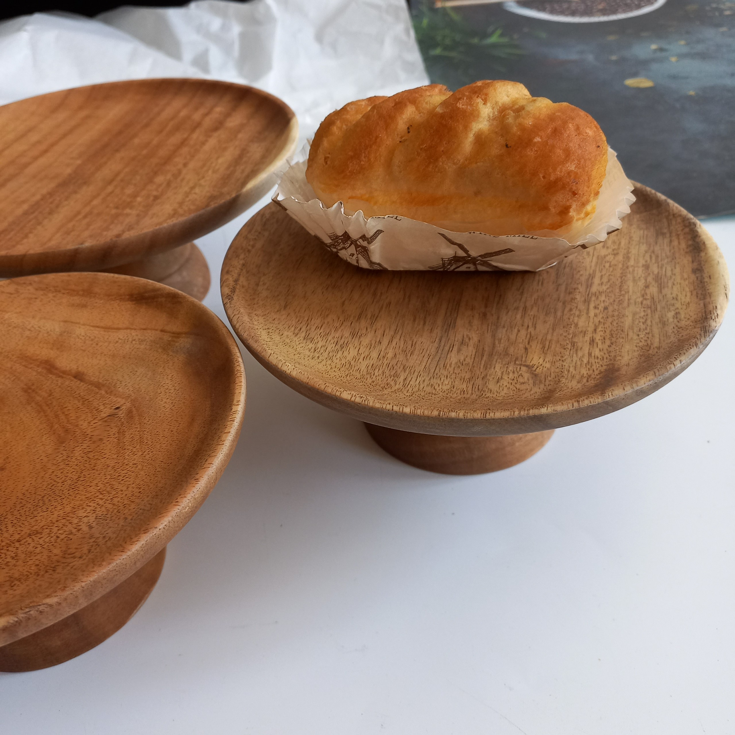 Mâm Bồng, Đĩa Cao Gỗ Keo Đựng Bánh Kem, Hoa Qủa, Cake Stand Decor Chụp Ảnh