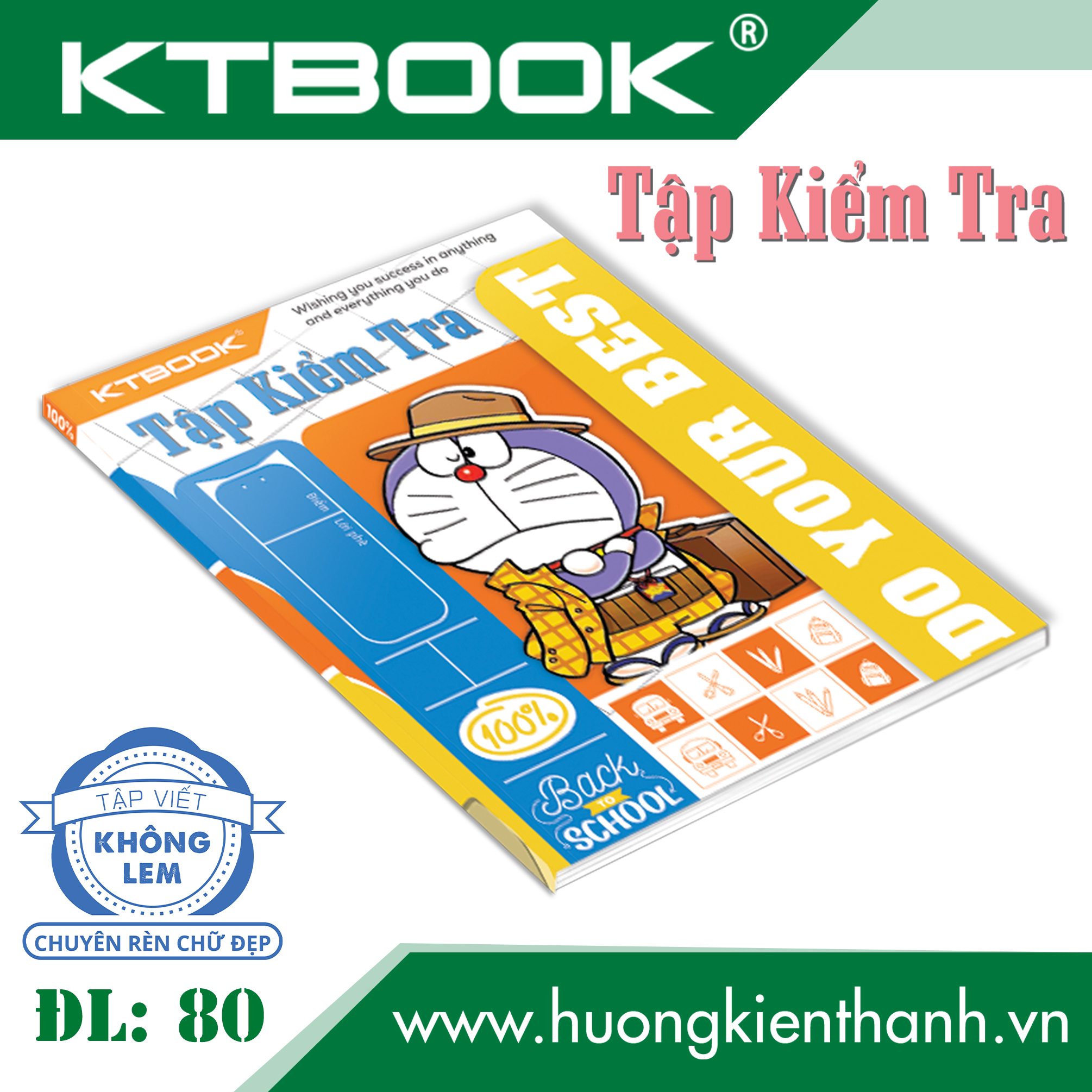 Gói 10 cuốn Tập Kiểm Tra KTBOOK Cao Cấp ĐL 80 (10 cuốn/gói)