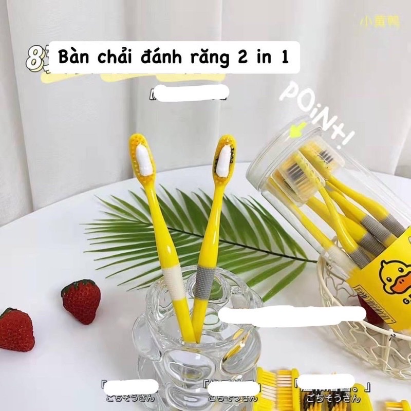  Hộp 8 cây bàn chải 2 in 1  cho bé ,kèm dụng cụ cạo lưỡi ,giúp giảm vi khuẩn gây sâu răng và hôi miệng ,cán cầm chống trượt ,lông bàn chải sợi tơ siêu mềm , giúp chải răng sạch hơn ,an toàn và tiện lợi