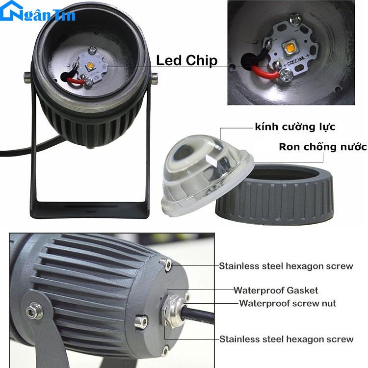 Đèn pha Led trang trí chiếu rọi cột ngoài trời Led 10W DCT611C Ngân Tín