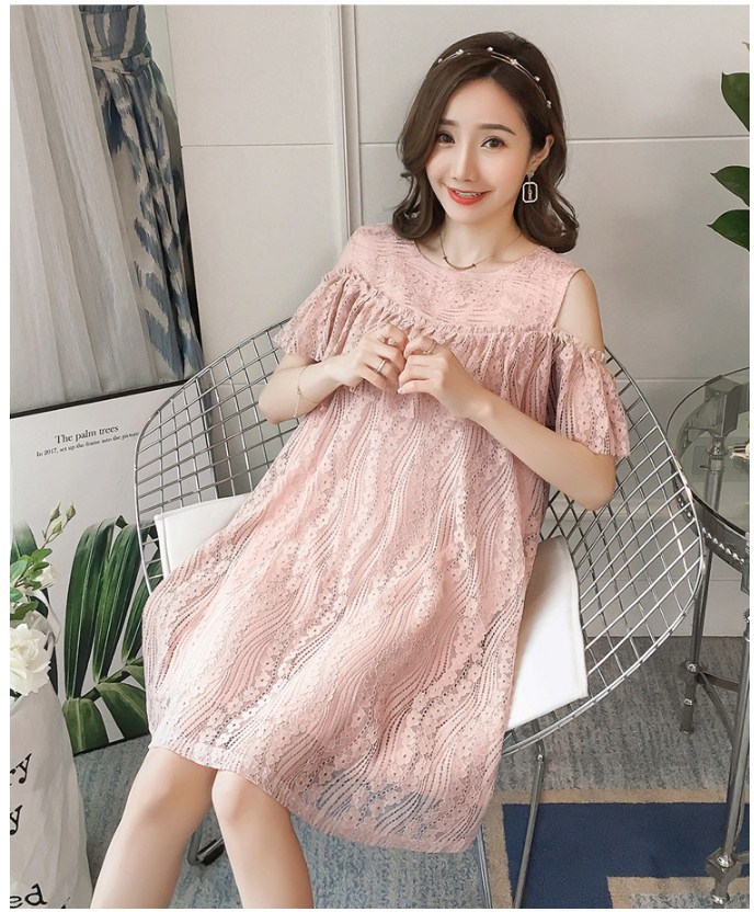 Đầm bầu ren hở vai duyên dáng DR2607