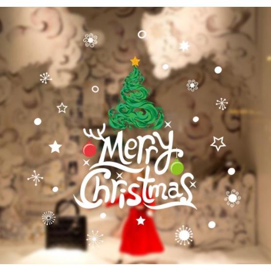 Decal dán tường trang trí Noel - Cây thông size lớn phối phụ kiện noel