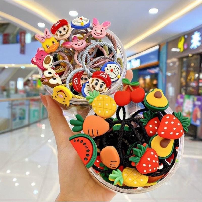 Hộp 30 Thun Cột Tóc Trái Cây, Doremon