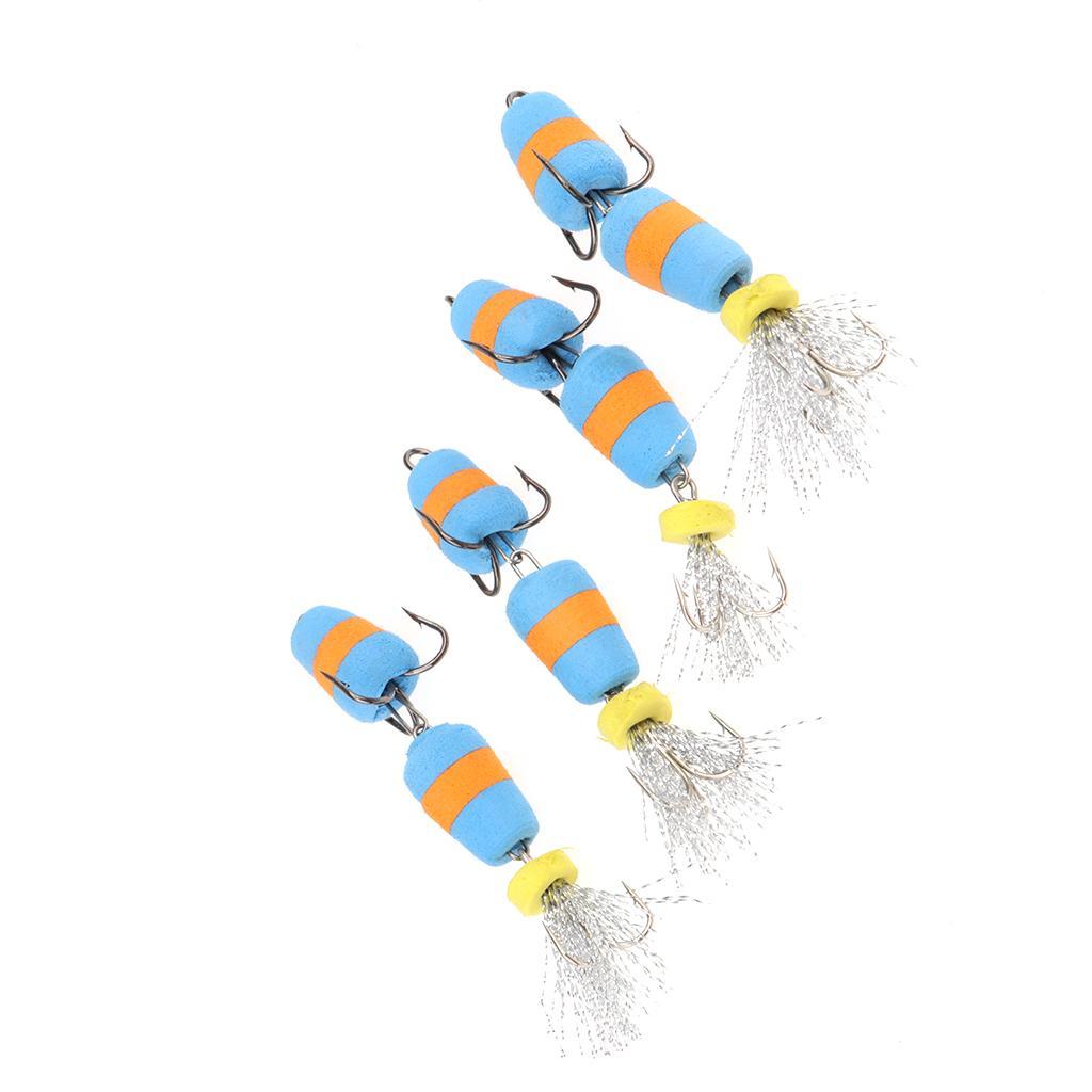 4Pcs 7.5cm Topwater Lures Kit with Floating Rotating Tail Fishing Lures