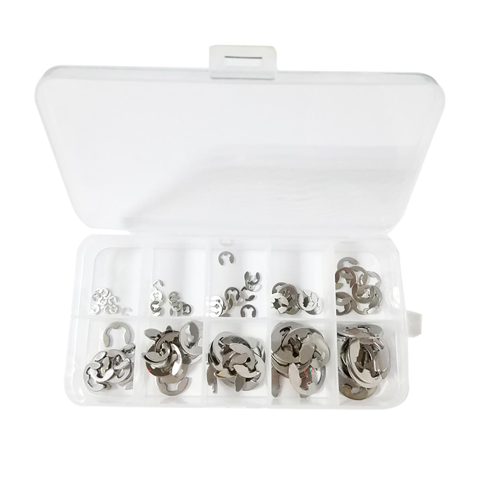 120PCS Stainless E Shape Clip Circlip Pin Retaining Snap R-ing Assorted Kit 1.5mm-10mm Portable