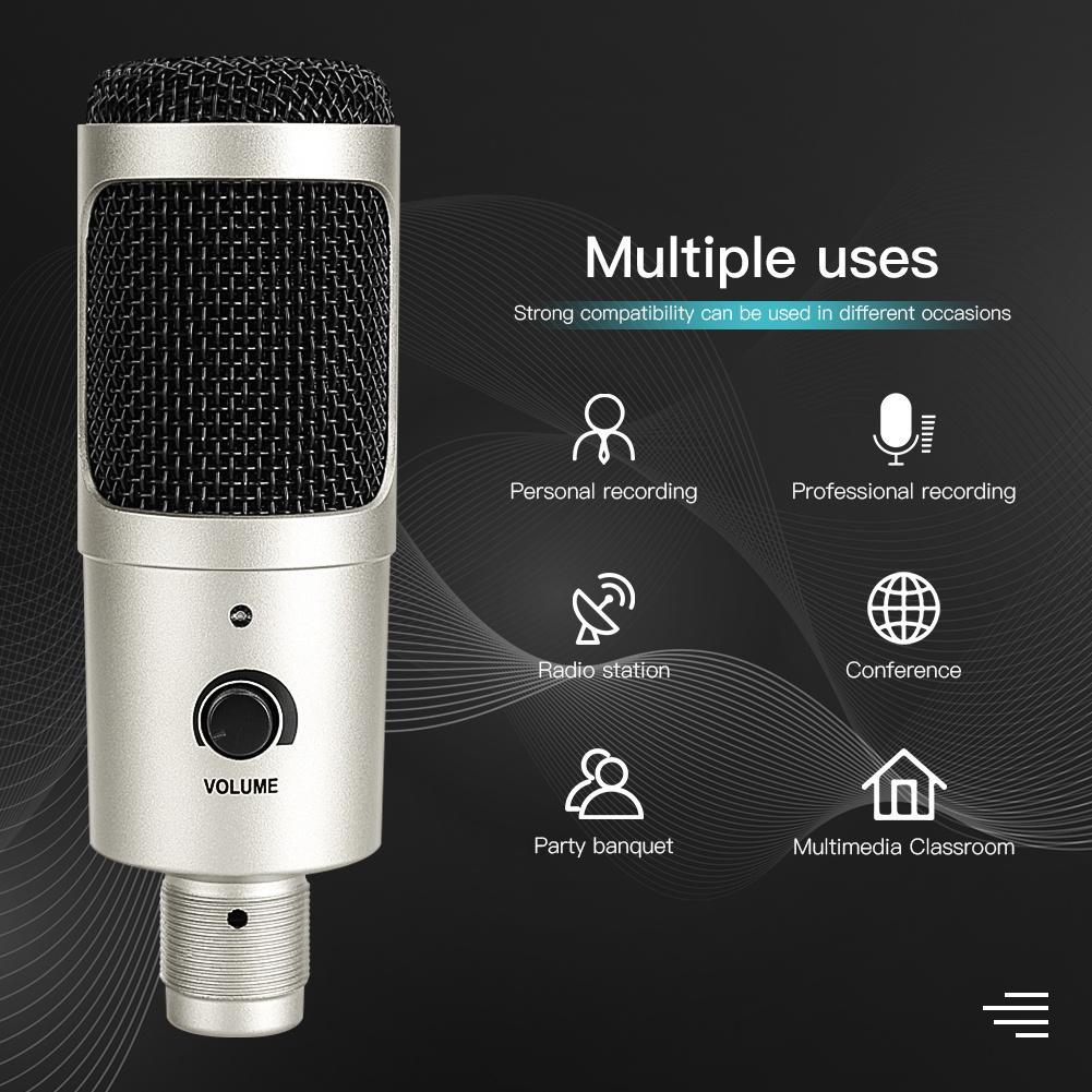 Micro Thu Âm Chuyên Nghiệp Có Dây Usb Kèm Giá Đỡ Chống Sốc Cho Pc Notebook