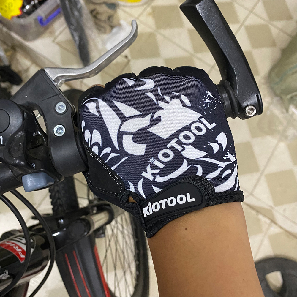 Găng tay xe đạp Kiotool tập gym tập thể dục thoáng khí nhám trống trơn