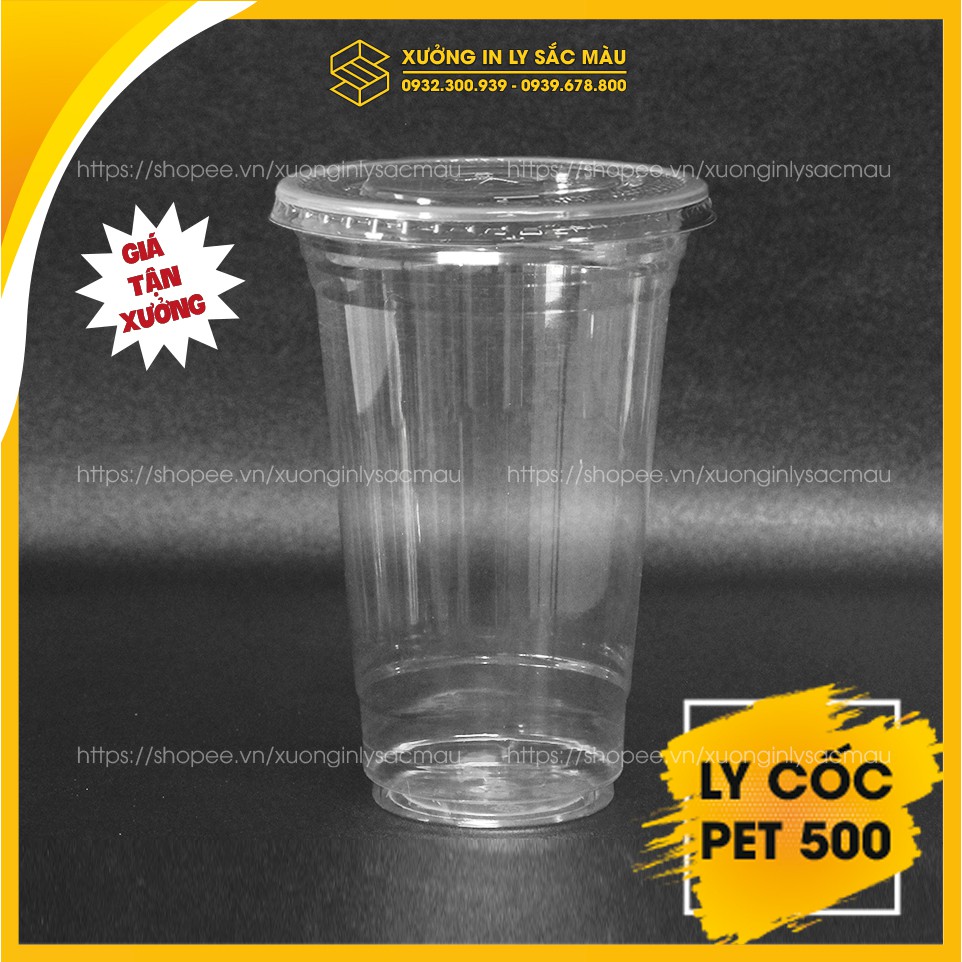 Sỉ 50 cốc nhựa/ ly nhựa PET 650ml kèm nắp