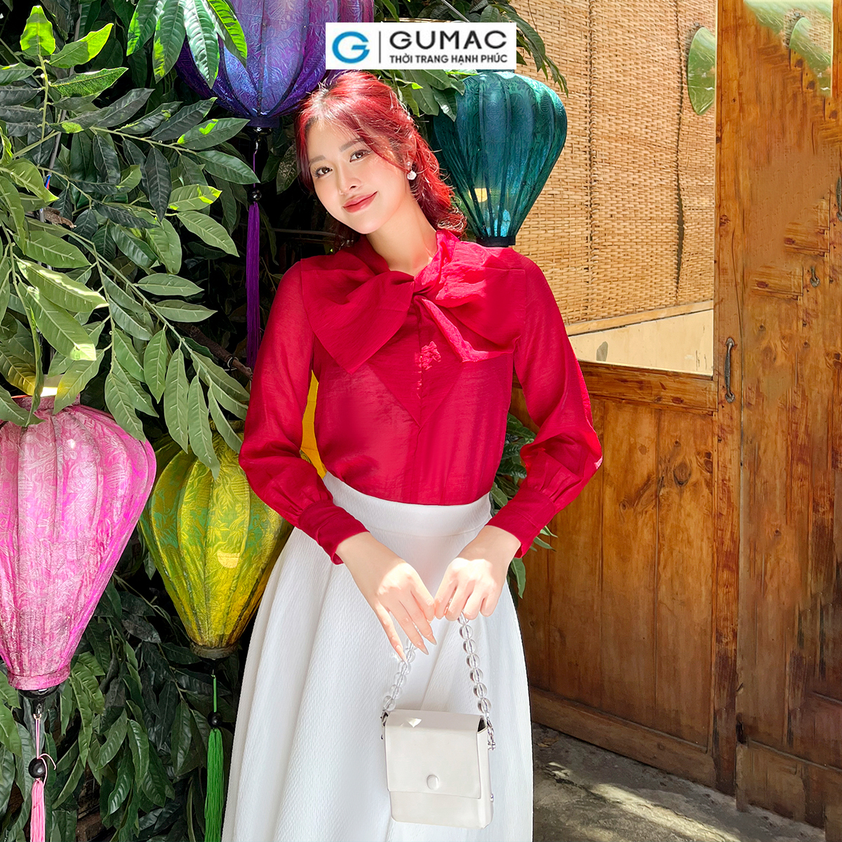Áo kiểu xếp nơ GUMAC AD05085
