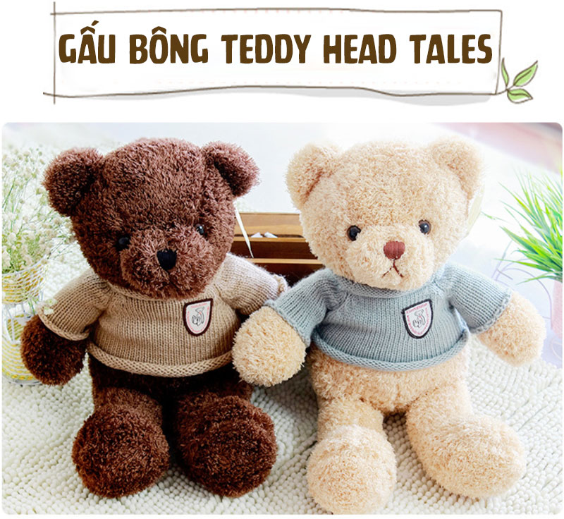 Gấu bông Teddy Head Tales cao cấp - Đồ chơi thú nhồi bông Teddy Head Tales, Chất liệu Bông gòn PP 3D tinh khiết mềm mịn, đàn hồi đa chiều, bền đẹp, an toàn cho người sử dụng