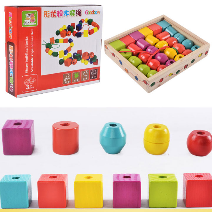 Bộ sâu hạt to hộp gỗ giáo cụ Montessori