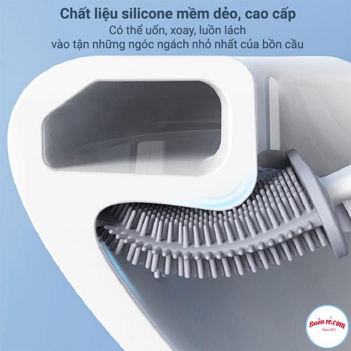 Cọ Vệ Sinh Toilet Bằng Silicon Siêu Sạch Kèm Hộp Đựng – Tặng Kèm Miếng Dán 00990