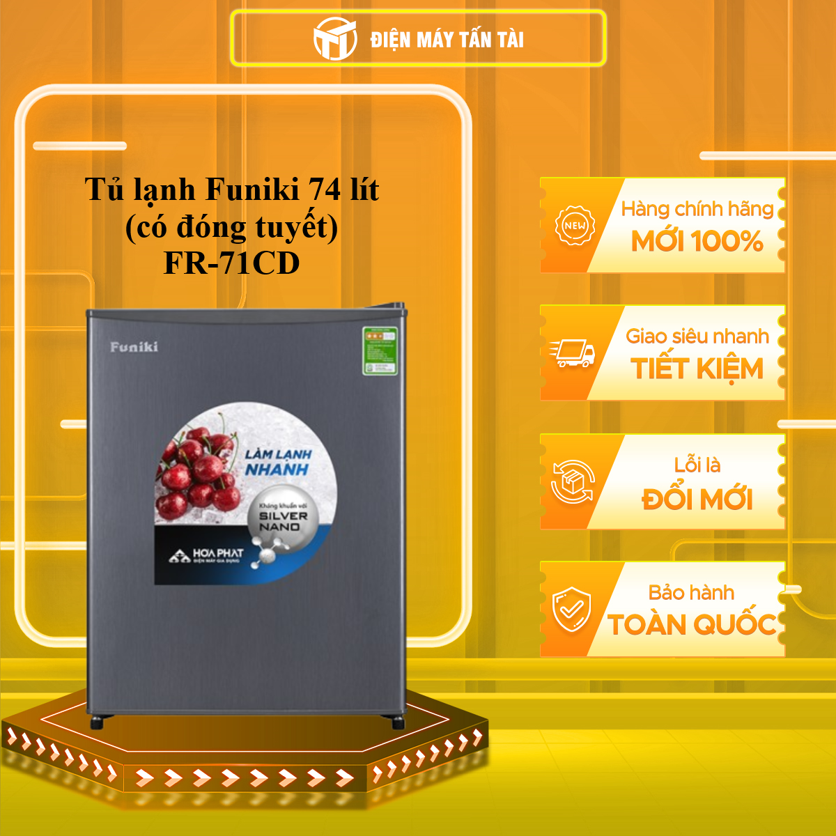 Tủ lạnh Funiki Hòa Phát FR 71CD 70 lít - Hàng Chính Hãng