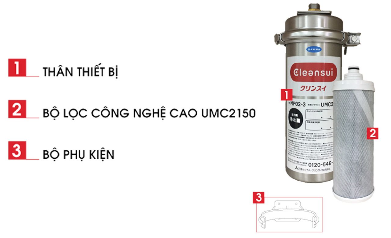 Thiết bị lọc nước thương mại Mitsubishi Cleansui MP02-3, Hàng chính hãng