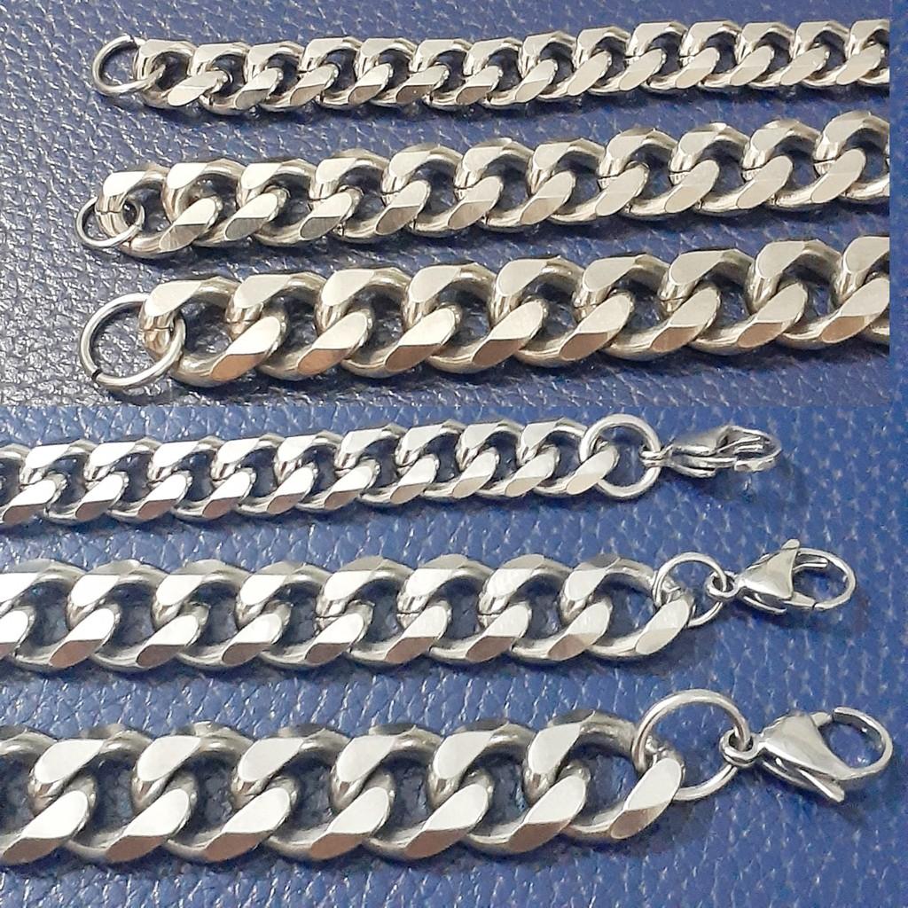 Lắc tay inox lặc đơn vát cạnh 9mm, 11mm, 13mm đẹp, không đen, không gỉ theo thời gian - Thể hiện đẳng cấp phái mạnh