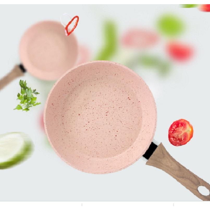 Chảo Đá Chống Dính SynMore Size 16Cm Cán Gỗ Sang Trọng