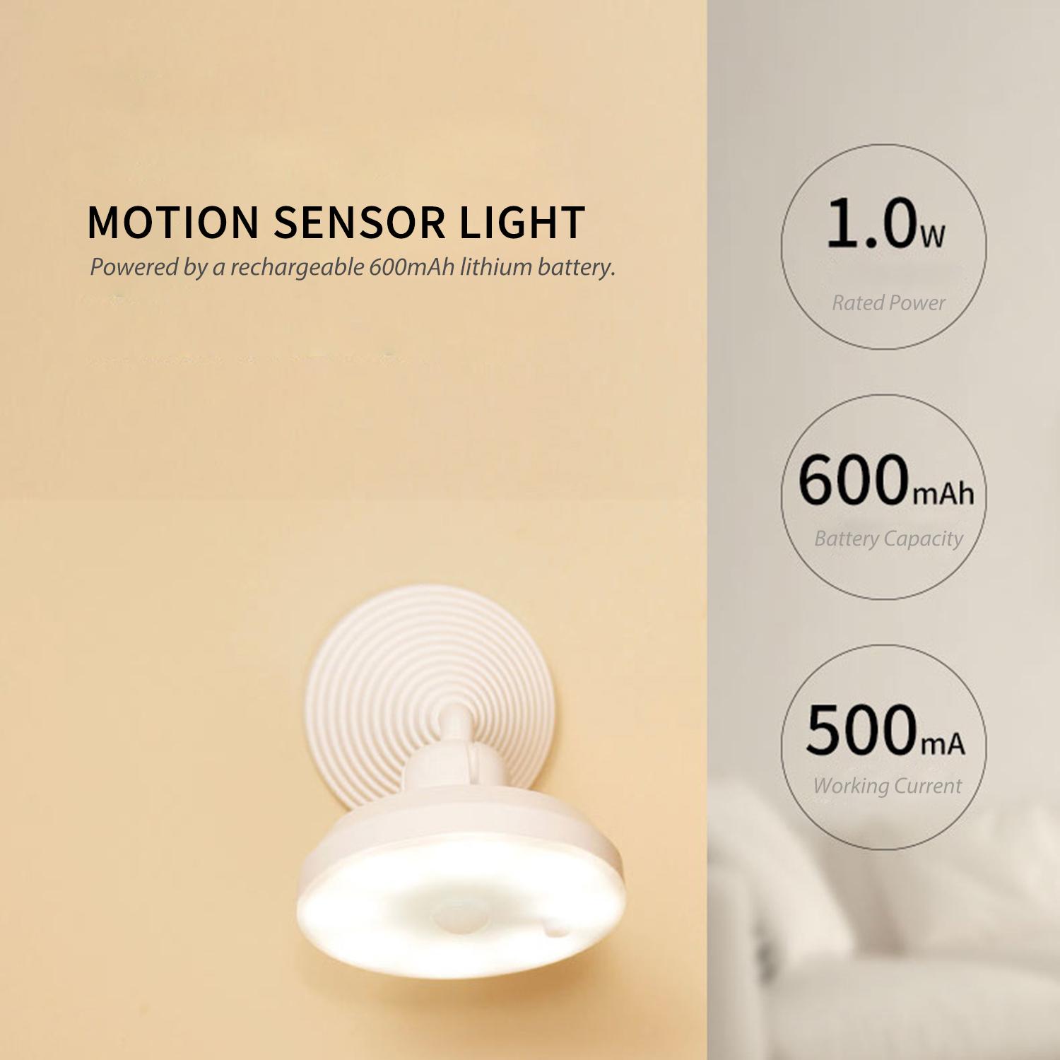 Đèn led cảm ứng với miếng dán mặt sau Xoay 360 độ tiết kiệm điện có thể sạc lại