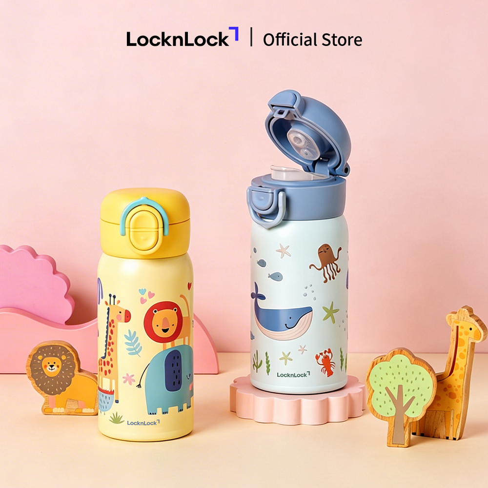 Bình giữ nhiệt LocknLock 350ml cho bé School Fit Pick Dual Cap Tumbler LHC3400 nắp uống kép - Hàng Chính Hãng - JoyMall