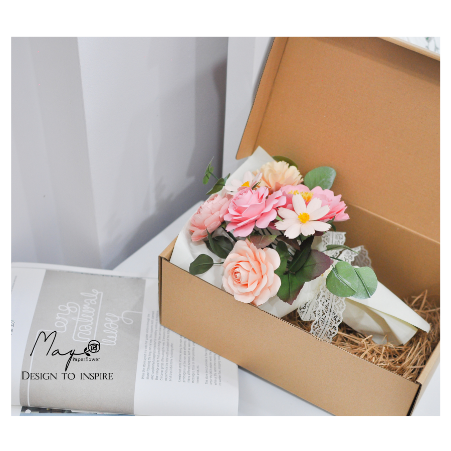 Hoa giấy quà tặng cao cấp - Happy Peony, hoa handmade Maypaperflower, hoa giấy nghệ thuật