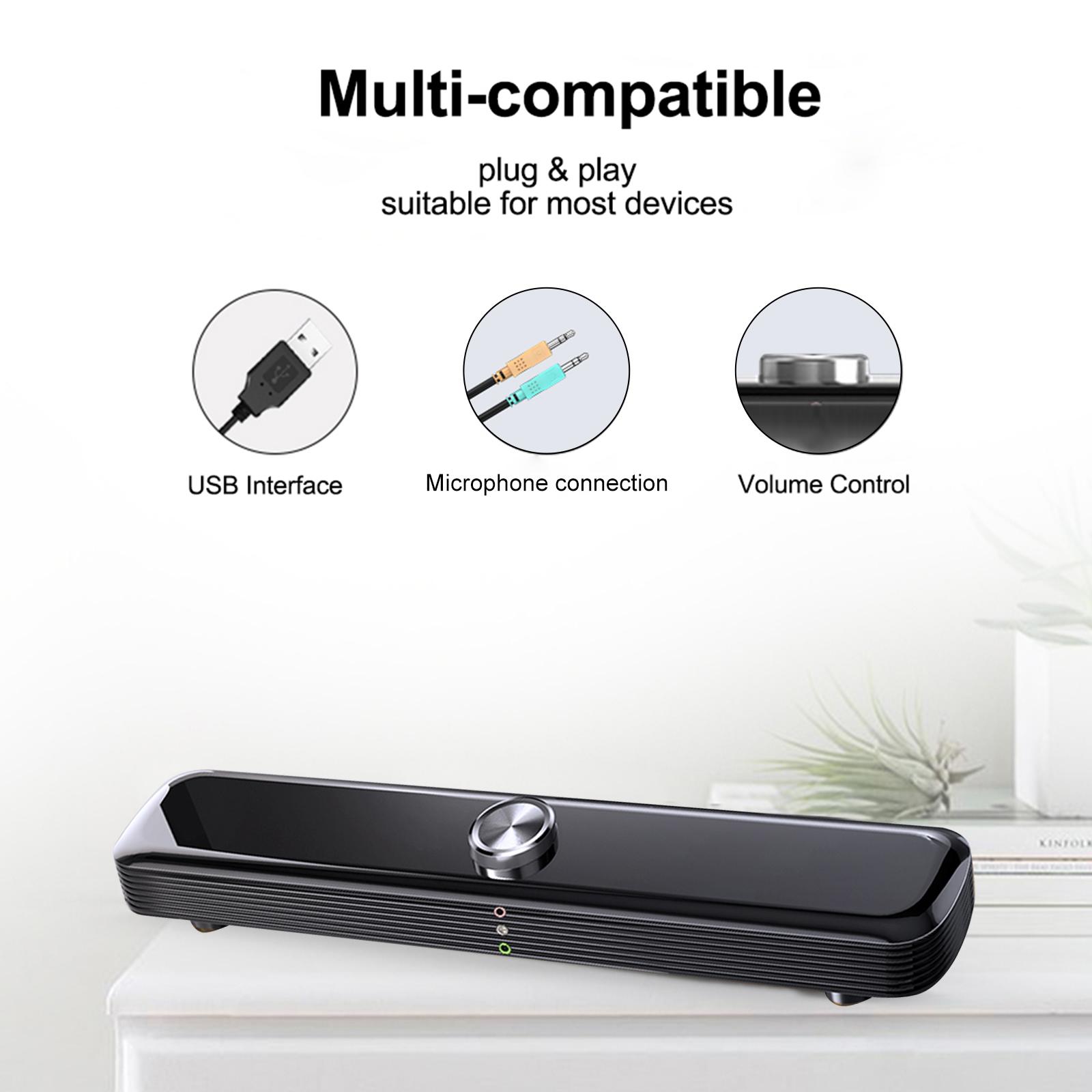 Loa máy tính SADA V101 3,5mm có dây,Âm thanh trầm phong phú,Loa Soundbar hỗ trợ USB cho PC TV