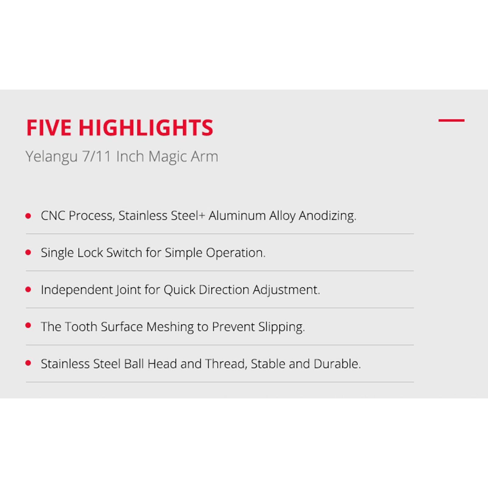 Power Adjustable Articulating Arm Mount 1/4" for Camera Rig LED Lights