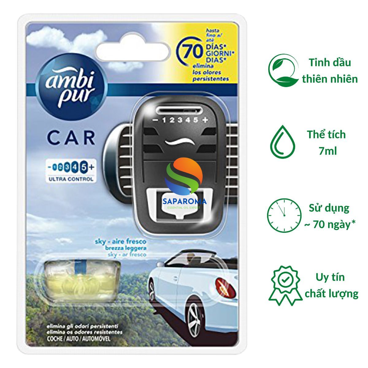 Combo 02 bộ tinh dầu thơm ô tô Ambi Pur 7ml nhập khẩu Châu Âu