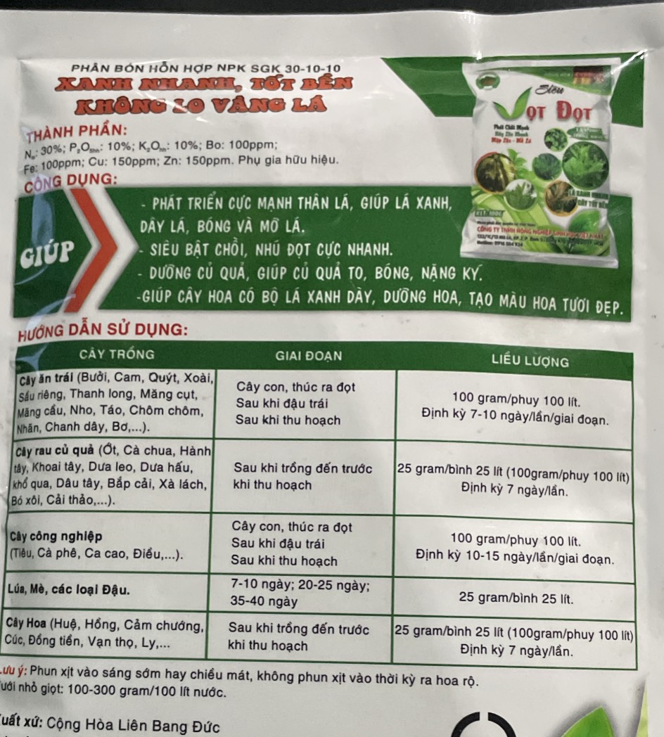 SIÊU VỌT ĐỌT đâm chồi mạnh trên cây trồng gói 100gr