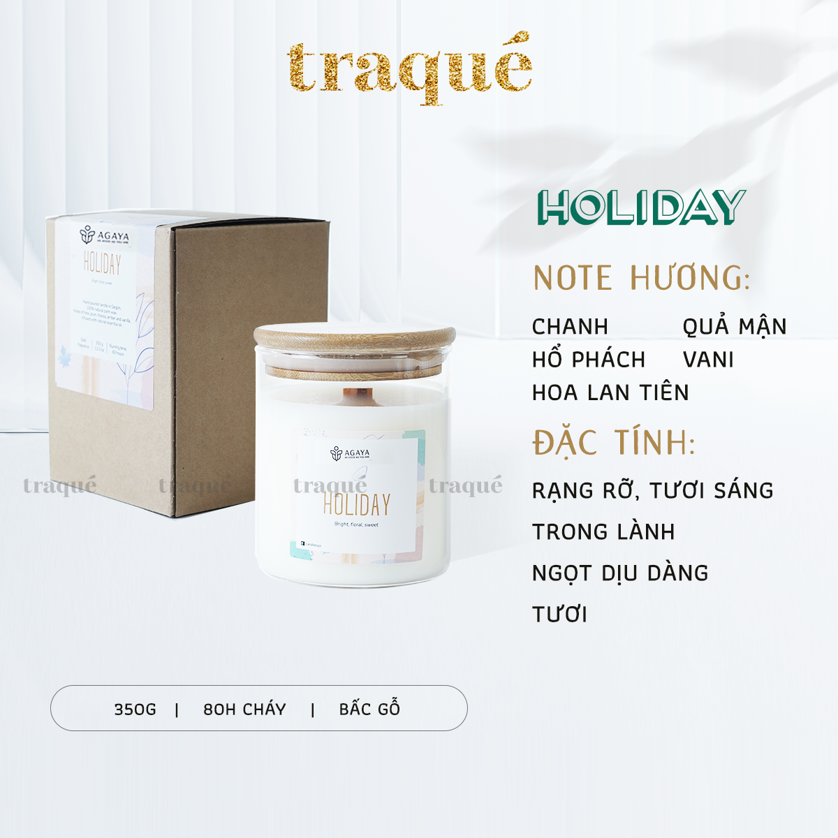 Nến thơm tinh dầu cao cấp không khói an toàn Candle Cup - HOLIDAY - L - 350G