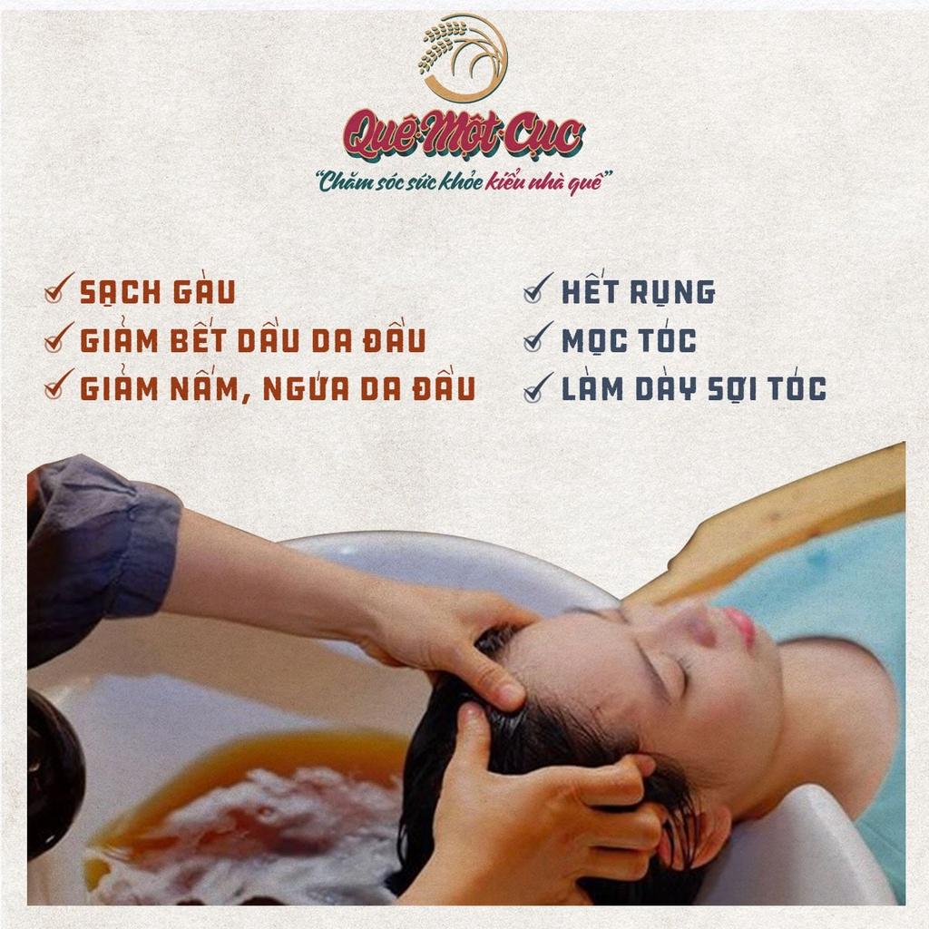 Bộ dầu gội bồ kết, dầu xả, xịt dưỡng tóc, tinh dầu 4 món giảm rụng, tái tạo tóc hư tổn mọi cấp độ QUÊ MỘT CỤC