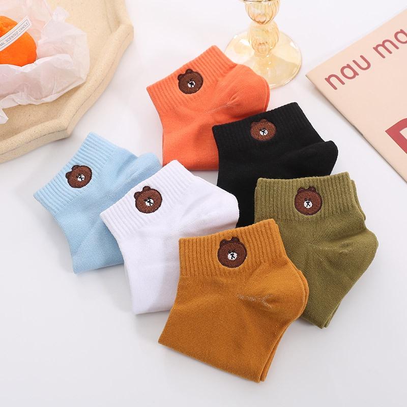 10 Đôi Tất cổ ngắn nữ hình gấu phong cách Hàn Quốc, vớ nữ chất liệu cotton thoáng mát - Mua tặng gấu yêu thì còn gì bằng