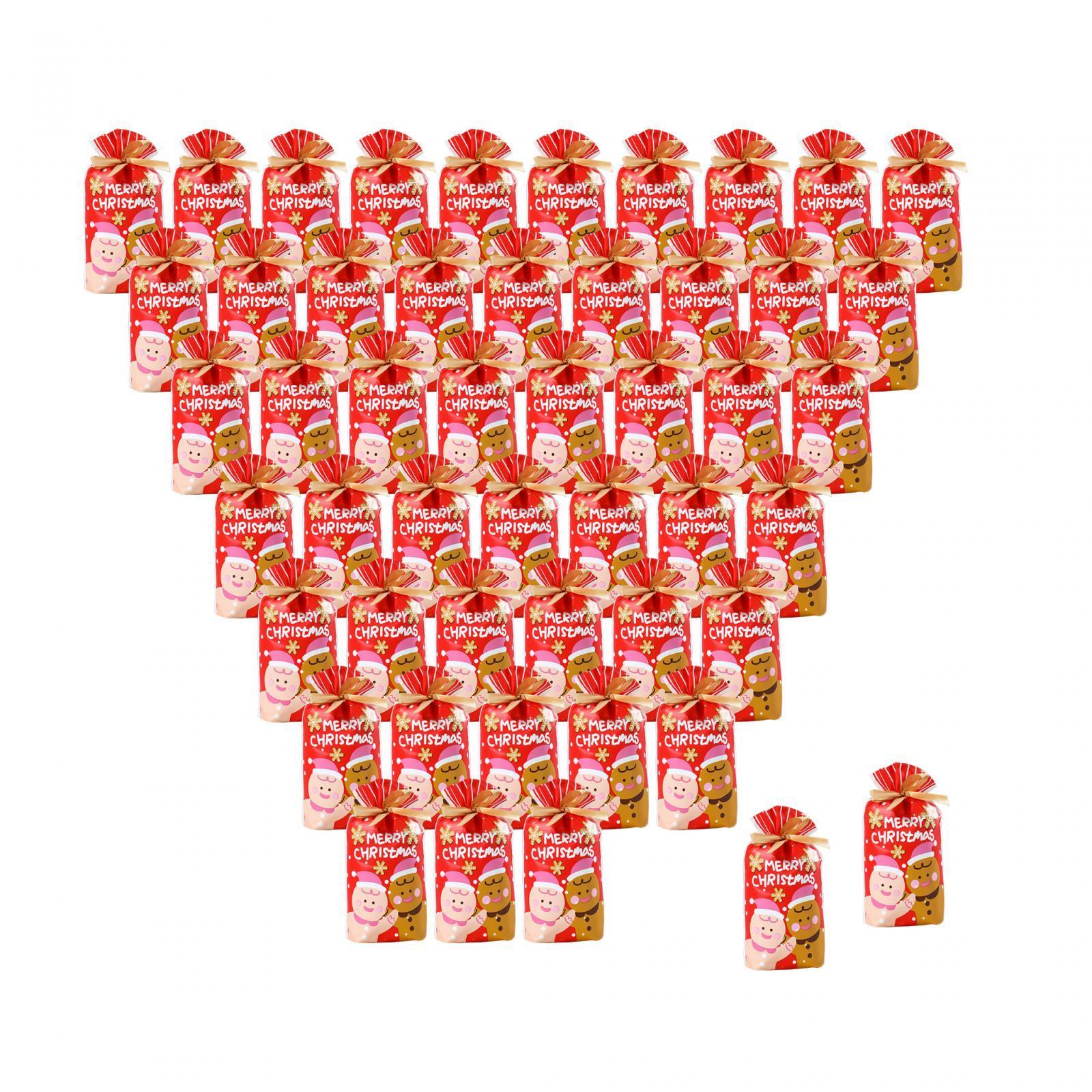 50Pcs Gift Bags Gift Wrapping Bags Christmas Present Bags Xmas Party Favors Reusable Christmas Theme Storage Bags Cookie Bags