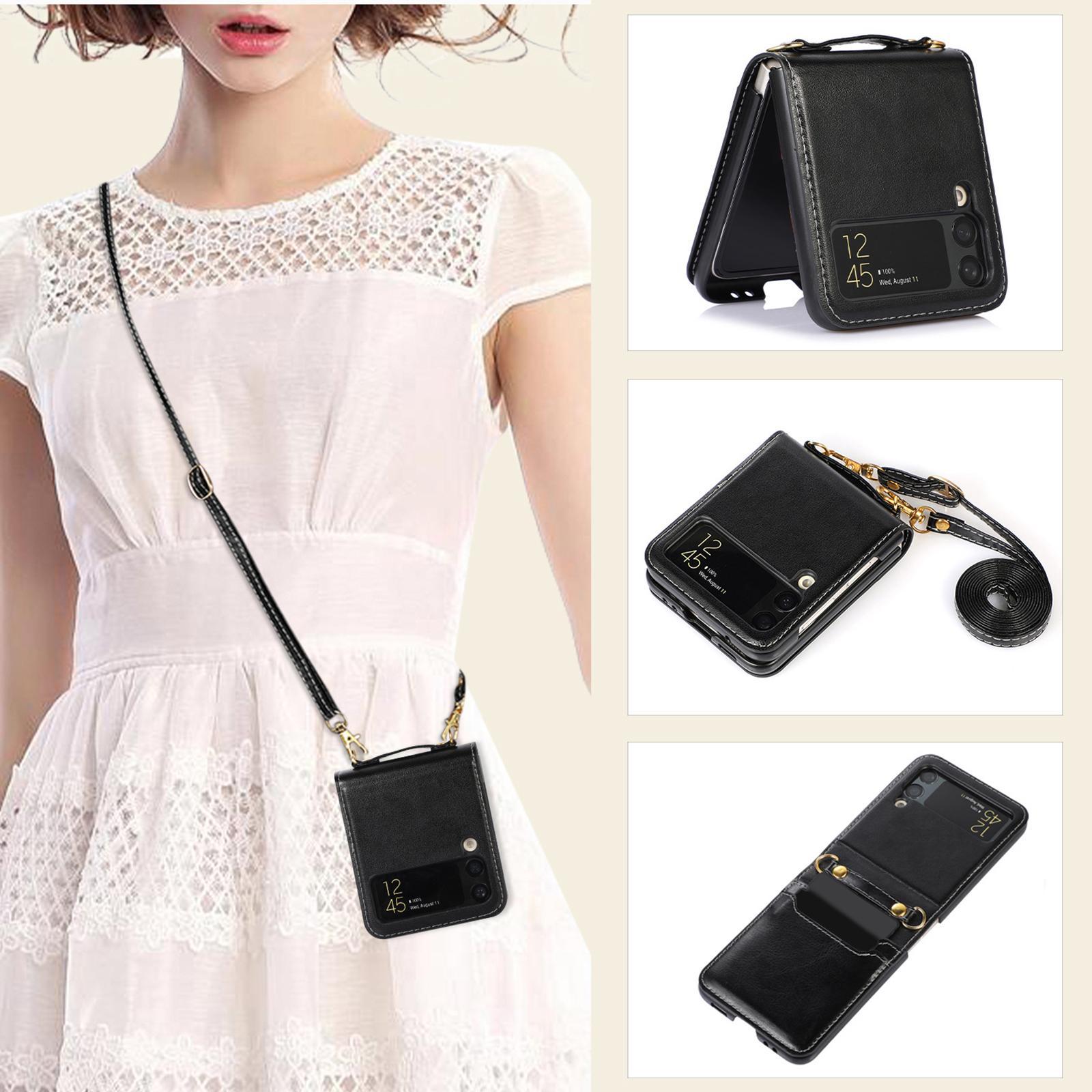 Phone Case with Card Holder Lanyard Wallet Case Protector for Mobile Phone Black