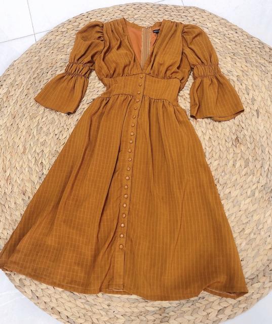 Đầm maxi tay phồng nút bọc Oliver dress - Đầm maxi xốp nhún bồng thiết kế - đầm đi tiệc