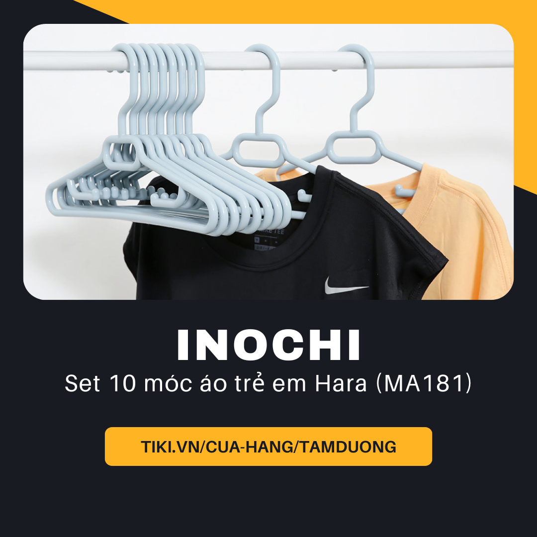 Set 10 Móc áo trẻ em Inochi Hara MA181 – phù hợp cho quần áo trẻ em, trẻ sơ sinh