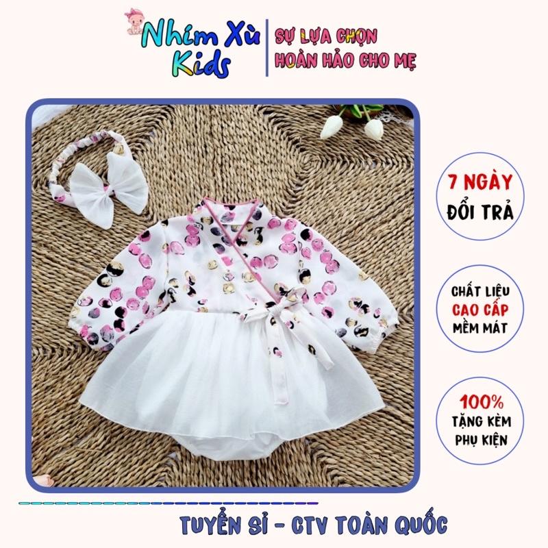 Body Váy Hanbok Ngọc Tím Chất Lụa Mango Cho Bé Gái Sơ Sinh, 6 tháng, 1 tuổi, 2 tuổi [A454