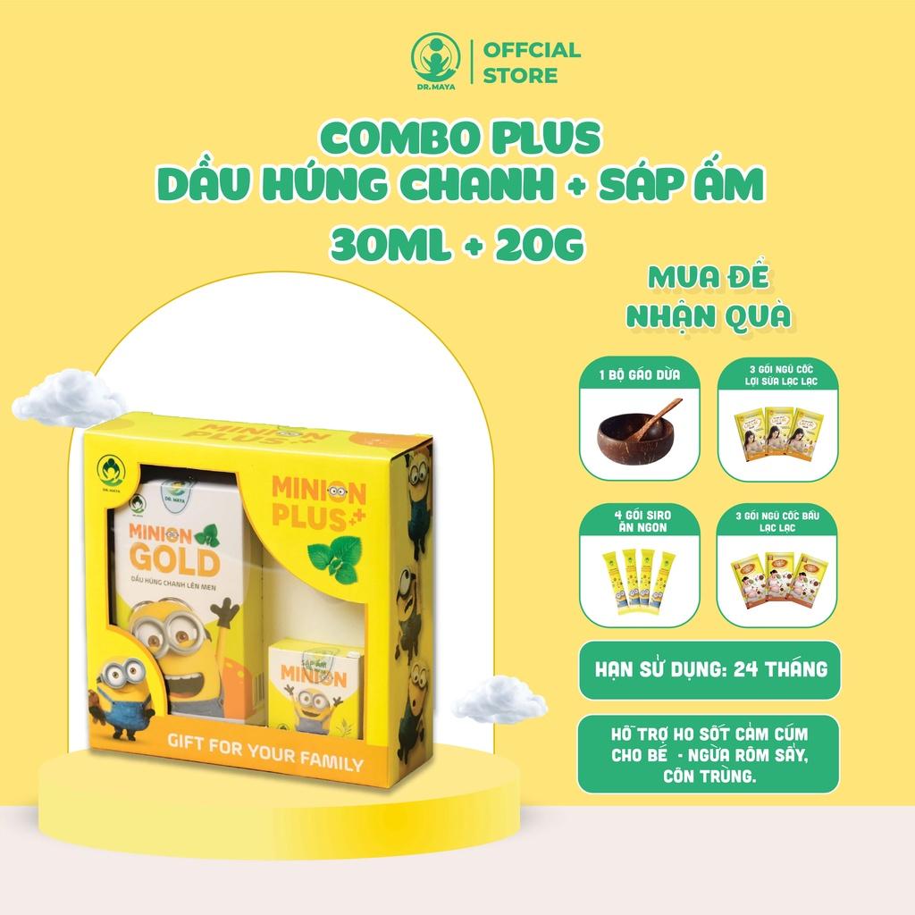 Combo dầu húng chanh Minion Plus Dr.maya 30ml bản mới + Sáp ấm Minion Dr.maya 20gram