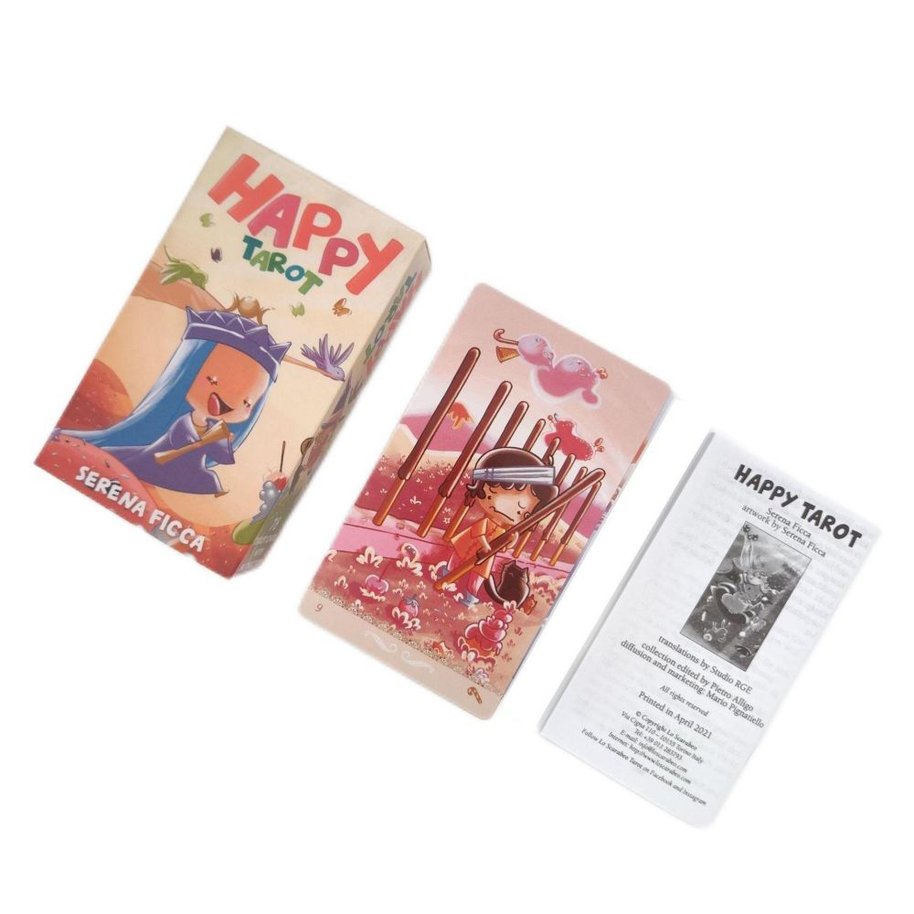 [Size Gốc] Bộ Bài Happy Tarot 78 lá 7x12 cm tặng link hướng dẫn tiếng việt và đá thanh tẩy