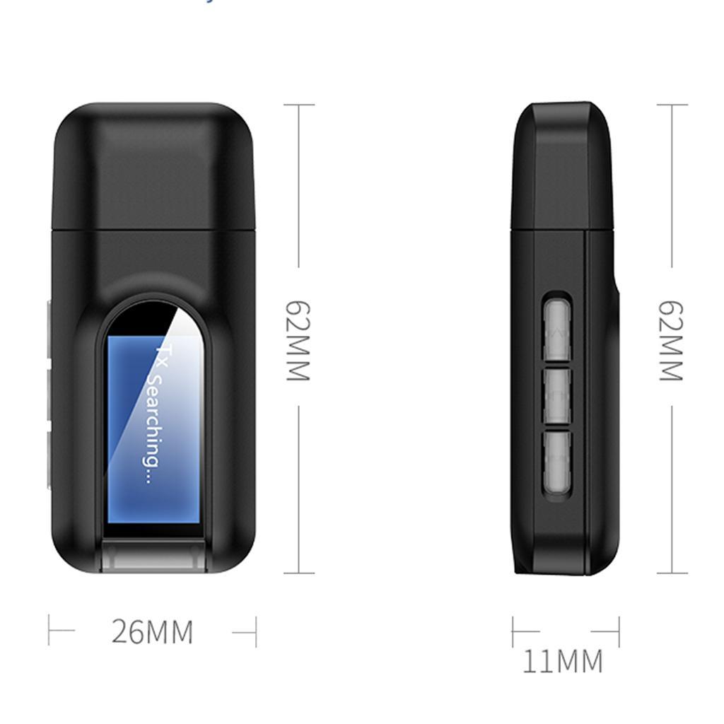 USB Bluetooth 5.0 Audio Transmitter LCD Display 3.5MM Dongle for PC TV