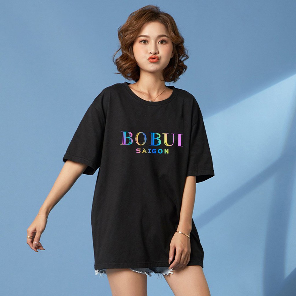 Áo Thun Phản Quang Bobuii, Áo Thun Cotton 75%, Áo From Rộng, Áo Thun Unisex, thời trang đường phố