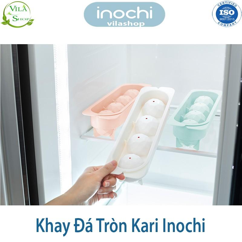 Khay Làm Đá, Khay Làm Thạch Tròn Kari 4 Viên, Nhựa Dẻo Cao Cấp Inochi Kháng Khuẩn - Khử Mùi