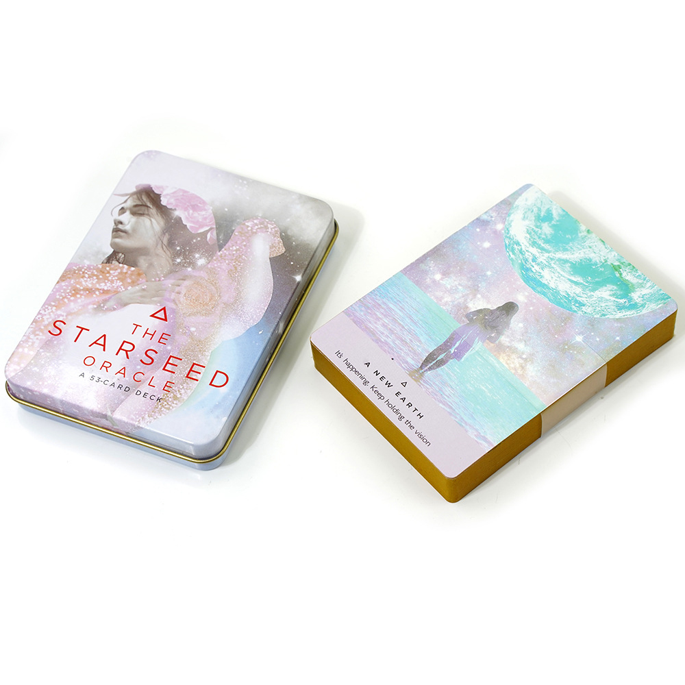 [Mạ Cạnh] Bộ Bài Starseed Oracle Hộp Thiếc Mạ Cạnh Vàng 53 Lá Tặng File Tiếng Anh Và Đá Thanh Tẩy