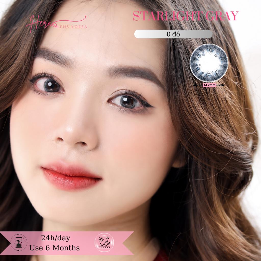 Kính Áp Tròng Hera Xám Ánh Sao Không Độ STARLIGHT GRAY Nhập Khẩu Hàn Quốc Lens Không Cận 6 Tháng