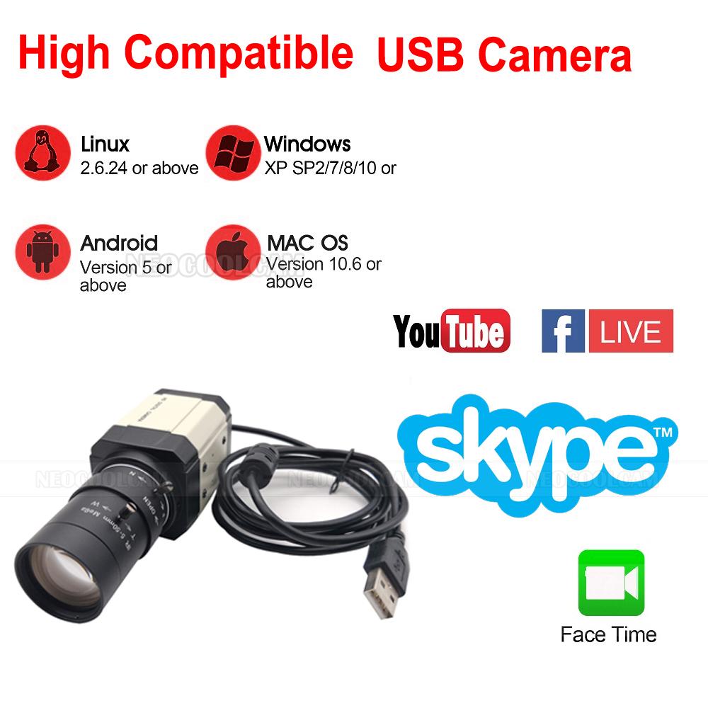 HD 4MP 30 khung hình/giây 2560x1440 Webcam USB công nghiệp Ống kính CS Varifocal 5-50mm có micrô Tốc độ cao UVC Máy quay video PC Hỗ trợ OTG