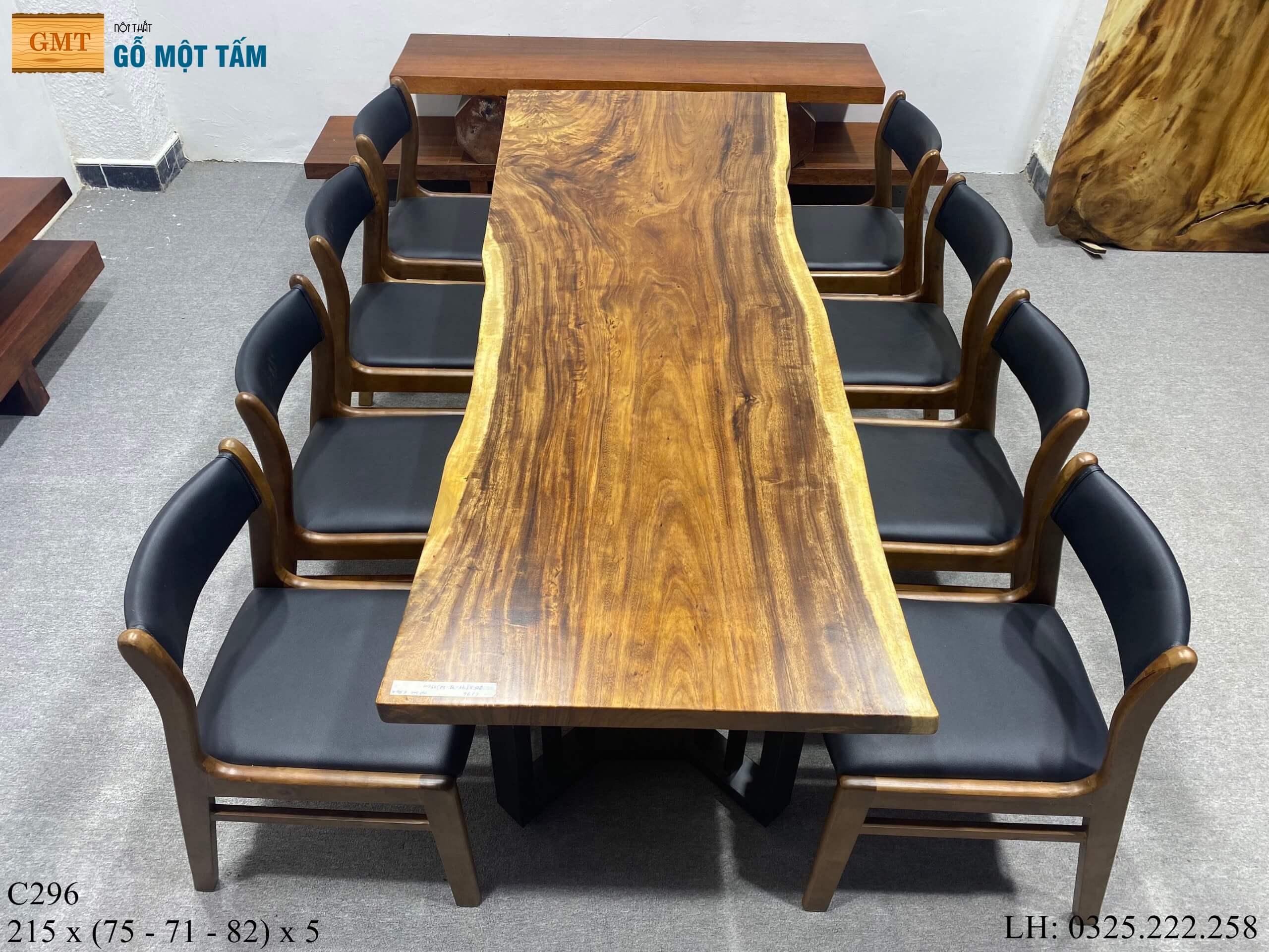 Bàn Sân Vườn Gỗ Me Tây, Bàn Làm Việc Gỗ Me Tây, Bàn Gỗ Me Tây Nguyên Tấm Dài 2,15m Rộng 82cm Dày 5cm