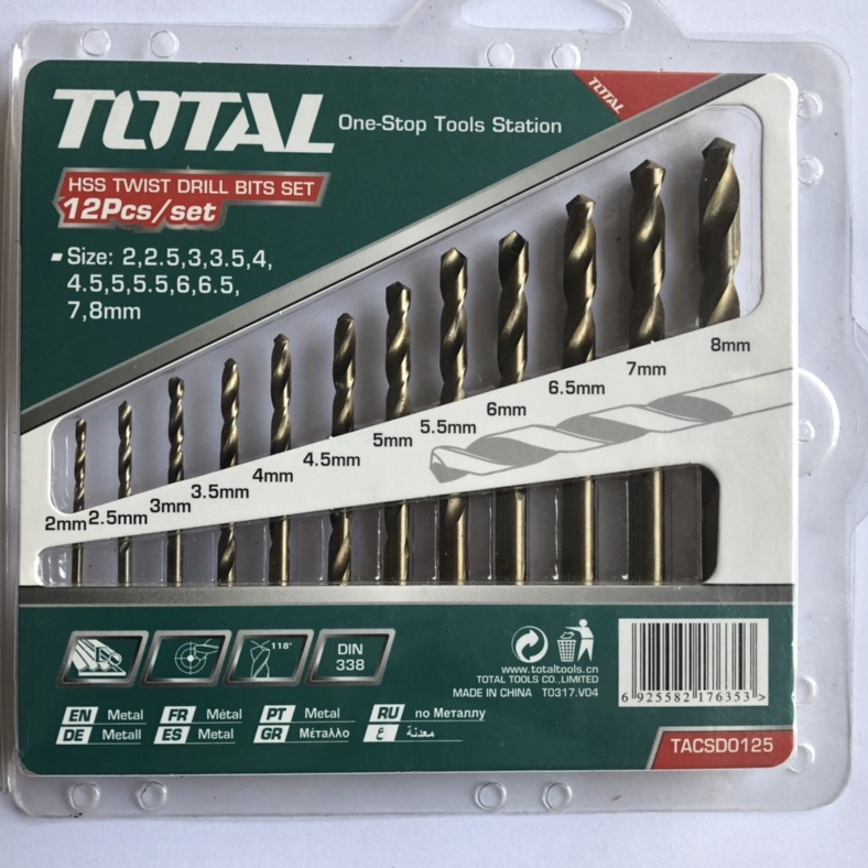 Bộ 12 mũi khoan kim loại Total TACSD0125