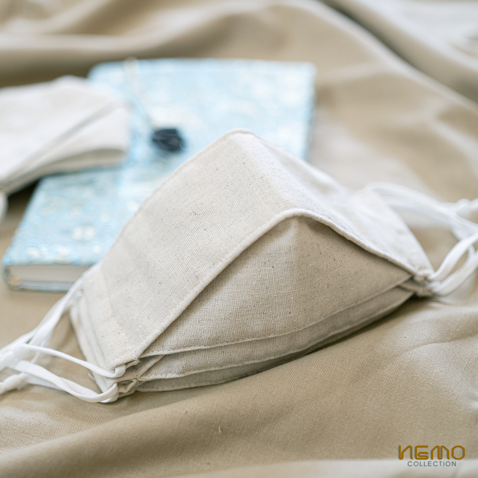 Khẩu Trang 4D NEMO Vải Mộc 100% Linen, Chống Nắng, Lọc Bụi, Lọc Khuẩn, Thoáng Khí - KTBM