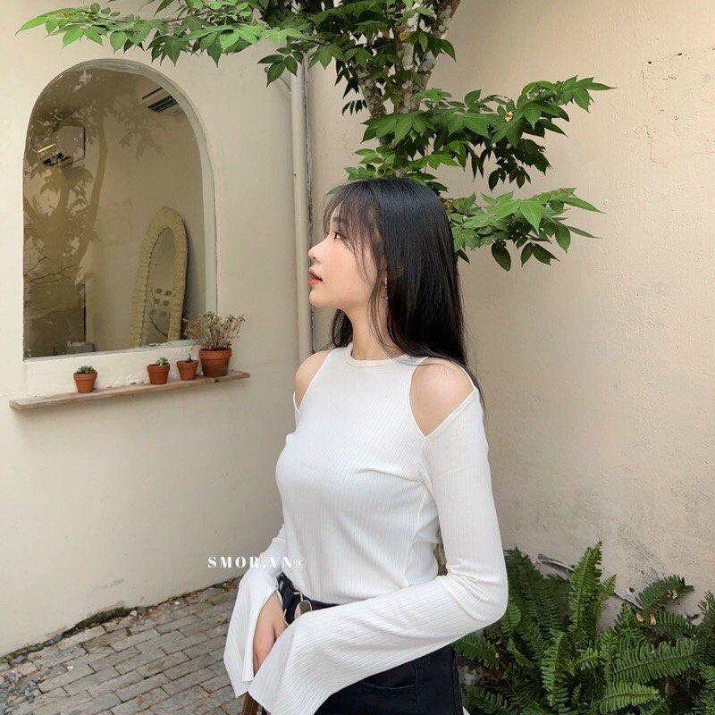 Áo Thun Tay Dài Khoét Vai