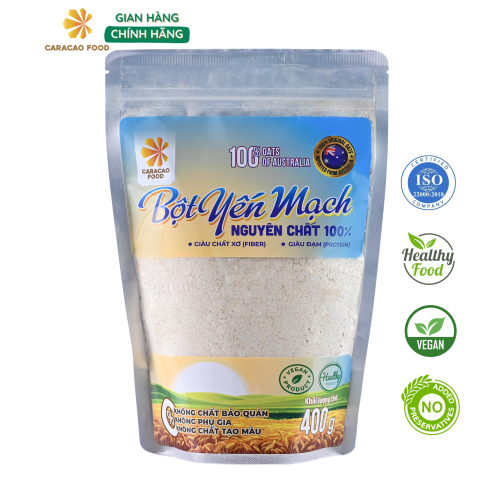 [GIÁ HỦY DIỆT -Date 11.3.2025] Bột Yến mạch Úc nguyên chất 100% - Túi 400g, Eatclean, Ăn Kiêng Giảm Cân, Tập Gym Bổ Sung Dinh Dưỡng, Làm Bánh, Đắp mặt nạ - Caracao Food