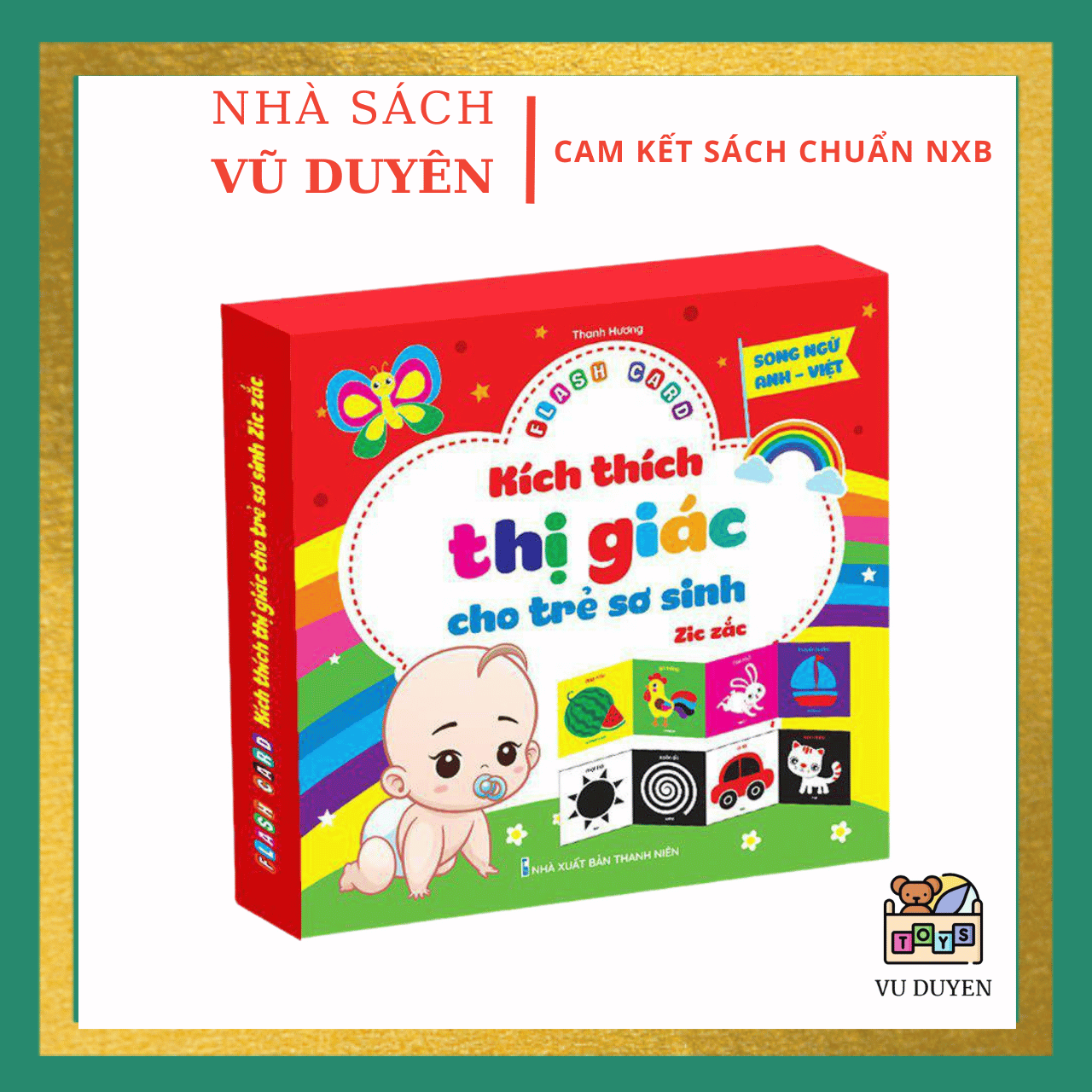 Bộ Flashcard kích thích thị giác cho trẻ sơ sinh zic zắc song ngữ Anh Việt