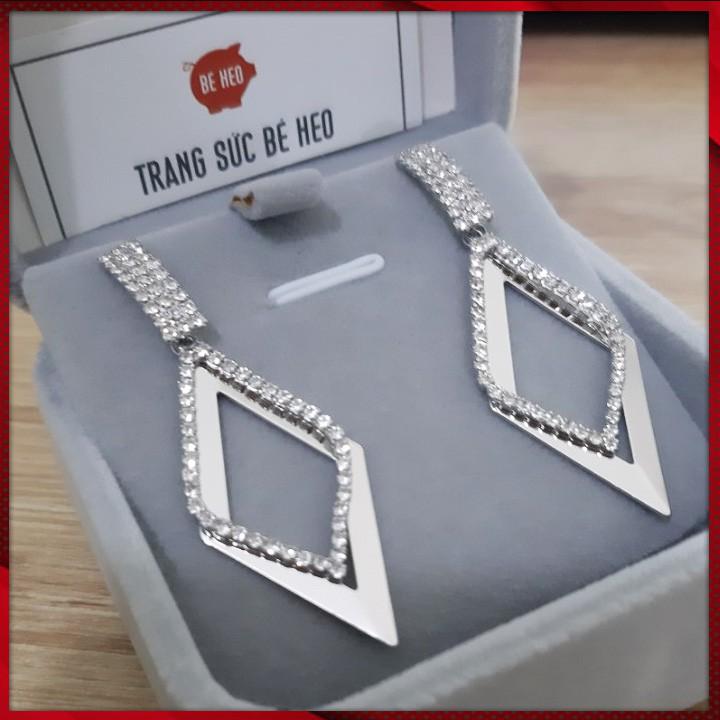Bông tai hình thoi nạm đá thời trang Trang sức Bé Heo BHBT472